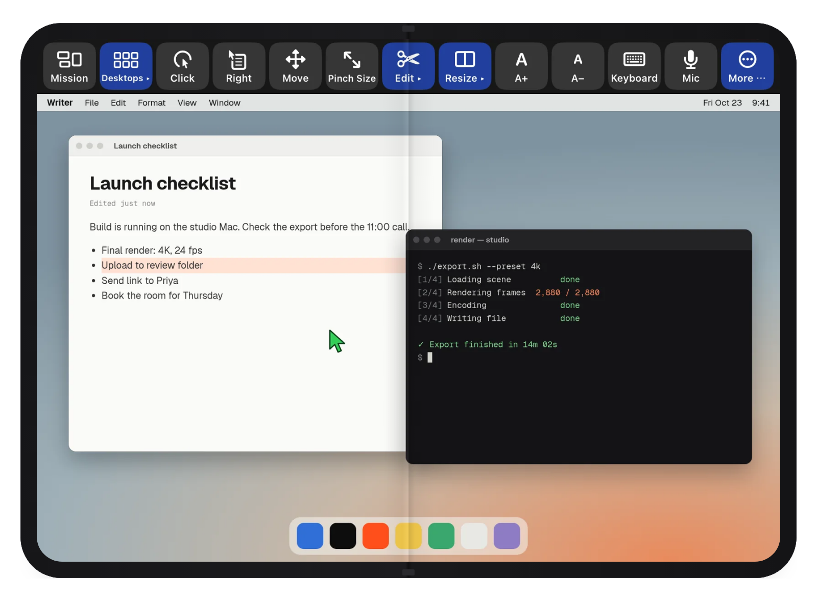 FoldRemote on iPhone Duo opened flat